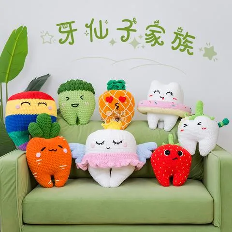 雪球牙仙子系列钩编抱枕材料包视频教程图解DIY编织居家儿童钩编