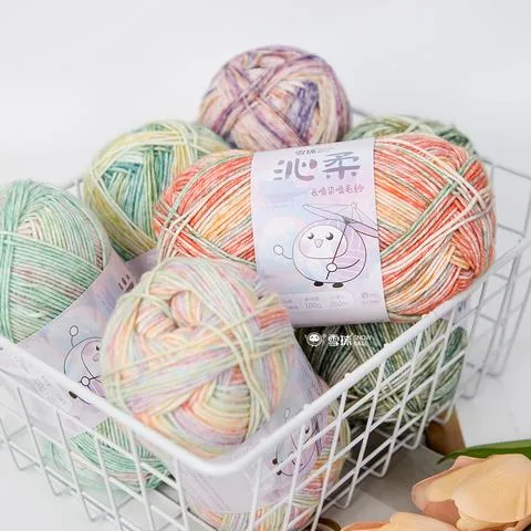 雪球diy手工沁柔喷毛纱毛线团编织喷染棉线玩偶毛衣围巾钩针材料