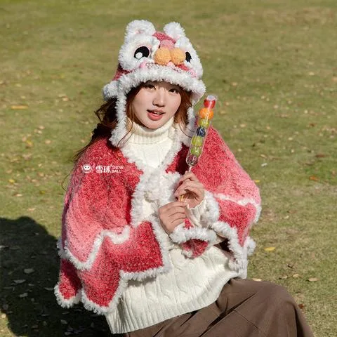 雪球丁达尔醒狮帽子斗篷套装材料包送0基础视频教程图解diy手工