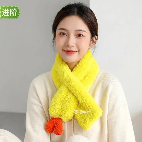 雪球暖绒兔兔绒炸虾围巾材料包送0基础视频教程图解diy手工编织