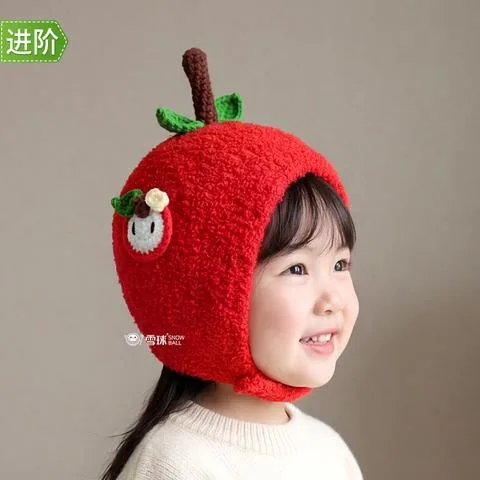 雪球小可爱绒绒果味帽儿童苹果帽材料包送0基础视频教程图解diy