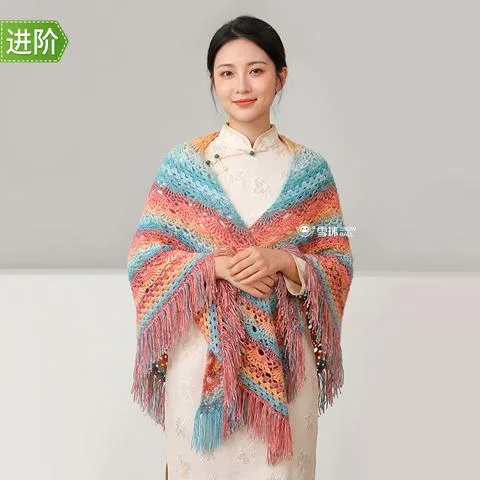 雪球沁柔贵妇人披肩diy手工材料包送0基础视频教程图解羊毛渐变