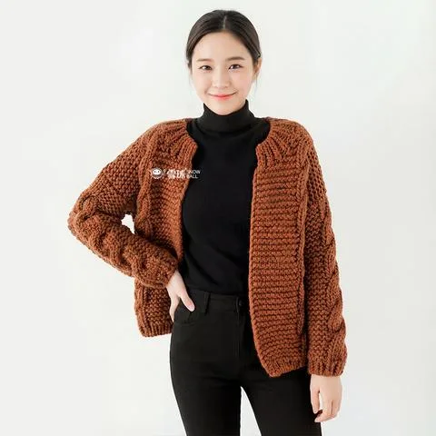 雪球檀茗开衫毛衣材料包送0基础视频教程图解diy手工编织羊毛冬季
