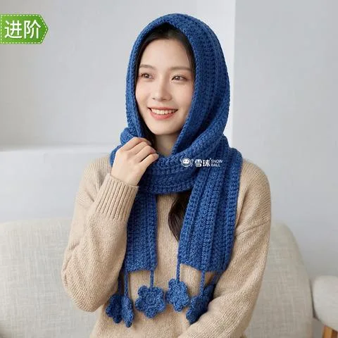 雪球秋冬保暖diy手工编织南竹星星兜帽材料包送0基础视频教程图解