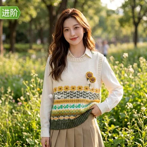 雪球编织机春天的花背心材料包送0基础视频教程图解diy手工叠穿衣