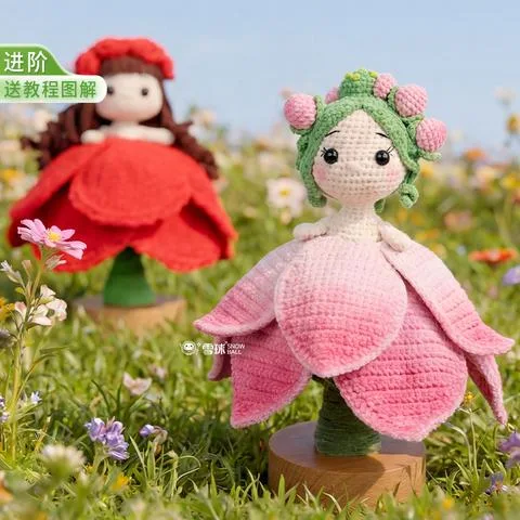 雪球花仙子旋转音乐盒材料包送0基础视频教程图解DIY毛线编织玩偶
