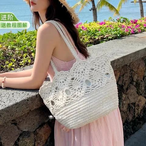 雪球晴海托特包材料包视频教程图解diy手工编织幻影托特包度假风