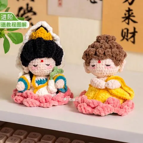 雪球莲花摆件材料包小萌芯diy毛线钩针钩织编织禅意桌面玩偶装饰